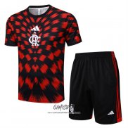 Chandal del Flamengo 2025-2026 Manga Corta Negro Rojo - Pantalon Corto