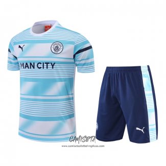 Chandal del Manchester City 2022 Manga Corta Azul - Pantalon Corto