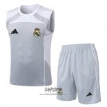 Chandal del Real Madrid 2025-2026 Sin Mangas Blanco Gris