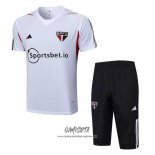 Chandal del Sao Paulo 2023-2024 Manga Corta Blanco - Pantalon Corto