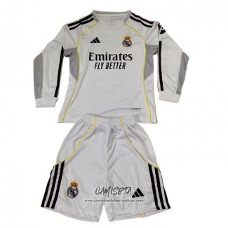 Primera Camiseta Real Madrid 2025-2026 Nino Manga Larga