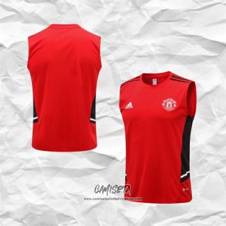 Camiseta de Entrenamiento Manchester United 2022-2023 Sin Mangas Rojo