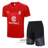 Chandal del AC Milan 2023-2024 Manga Corta Rojo - Pantalon Corto