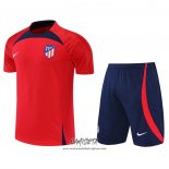 Chandal del Atletico Madrid 2022-2023 Manga Corta Rojo - Pantalon Corto