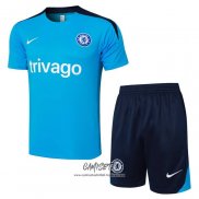 Chandal del Chelsea 2024-2025 Manga Corta Azul - Pantalon Corto