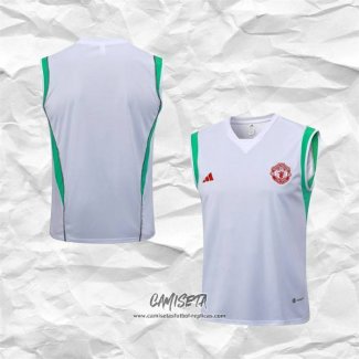 Camiseta de Entrenamiento Manchester United 2023-2024 Sin Mangas Blanco