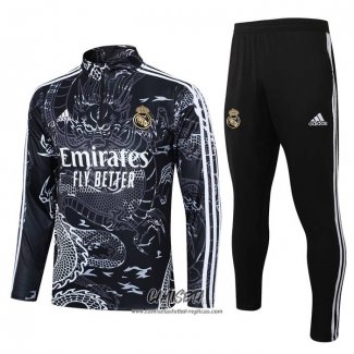 Chandal de Sudadera del Real Madrid 2023-2024 Nino Negro