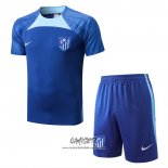 Chandal del Atletico Madrid 2022-2023 Manga Corta Azul - Pantalon Corto