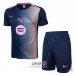 Chandal del Barcelona 2025-2026 Manga Corta Azul - Pantalon Corto Rosa