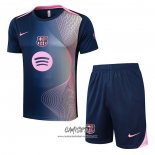 Chandal del Barcelona 2025-2026 Manga Corta Azul - Pantalon Corto Rosa
