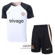 Chandal del Chelsea 2023-2024 Manga Corta Blanco - Pantalon Corto