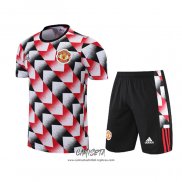 Chandal del Manchester United 2022-2023 Manga Corta Negro y Rojo - Pantalon Corto