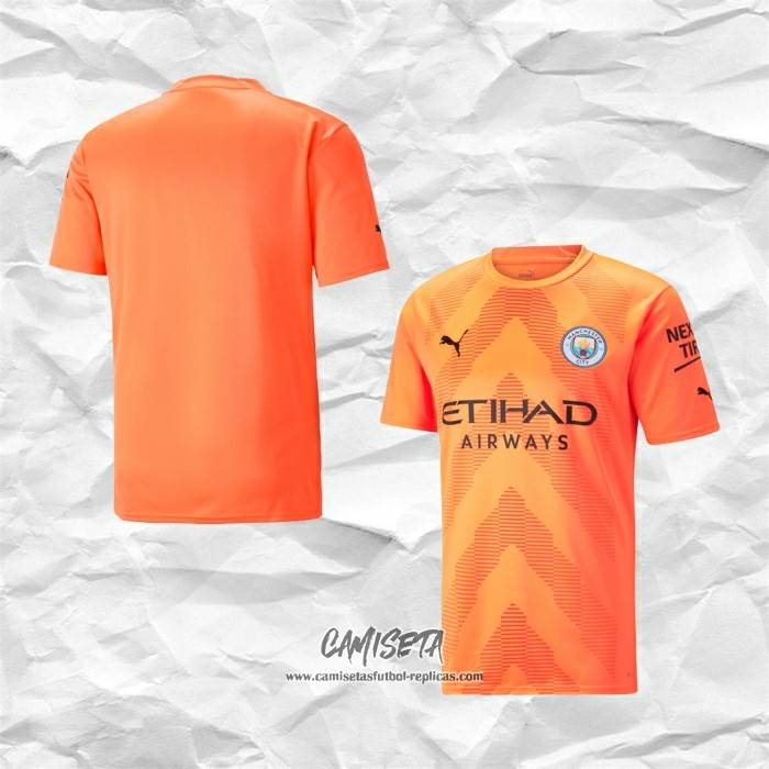 Hombre Manga Corta Naranja Camiseta de Portero del Manchester City Temporada 2022/23 