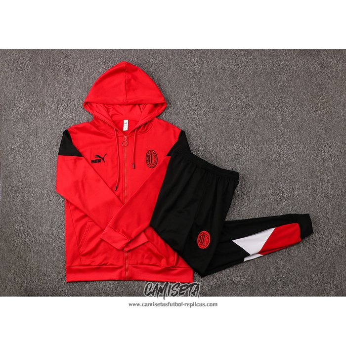 Chandal con Capucha del AC Milan 2021-2022 Rojo