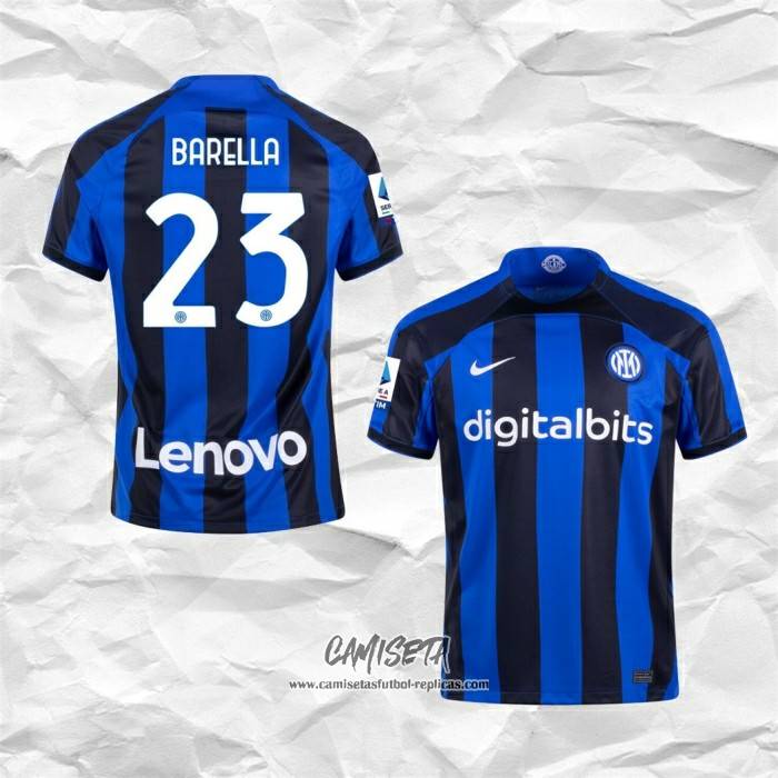 Primera camiseta Replica Autorizada 2021-2022 L.C Tallas para niños y adultos. Camiseta negra azul número 23 SPORT SRL Camiseta oficial Nicolò Barella 